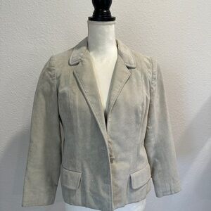 Women's Light Gray Suede Notch-Lapel Blazer